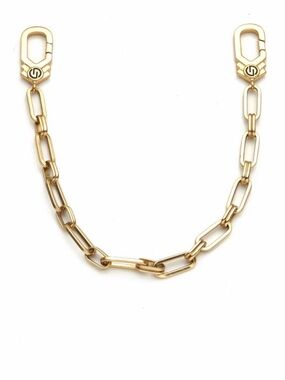 Gold Paperclip Link Necklace with Branded Lobster Clasps - Women's Jewelry
